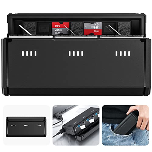 TELESIN Taschen-Akkuladegerät für GoPro Hero 12 11 10 9, Schnelles Aufladen, Tragbares Design, 3 Steckplätze, 2 TF-Kartenspeicher, Stromabfrage, Kompatibel mit Enduro- und Standard-Akku, Zubehör TELESIN Taschen-Akkuladegerät für GoPro Hero 12 11 10 9, Schnelles Aufladen, Tragbares Design, 3 Steckplätze, 2 TF-Kartenspeicher, Stromabfrage, Kompatibel mit Enduro- und Standard-Akku, Zubehör von TELESIN