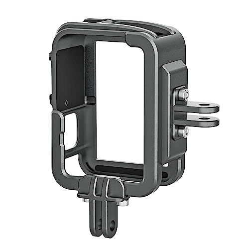 TELESIN Vertikale Aluminiumkäfig-Schutzhülle für GoPro Hero 12, 11, 10, 9, schwarz, passend für Go Pro mit ND CPL-Objektivfilter, Max-Objektiv an Kamera, mit Kaltschuhanschluss an Video-Lichtmikrofon von TELESIN
