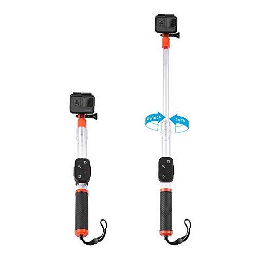 TELESIN Wasserdichte Teleskopstange & Unterwasser Handgriff 2 in 1 Schwimmenden Selfie Stick + Fernbedienung Halter für GoPro Hero 2018, 7 6 5 4 3, SJCAM, Xiaomi, LITE Erweiterbar von 14"bis 24" von TELESIN°