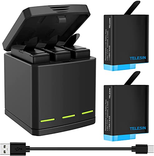 TELESIN ladegerät mit 2 Akkus kit für GoPro Hero 8/7/6/5, Triple Batterieladegerät Set Ladebox + 2 Akkus mit USB Typ-C Kabel 3 in 1 Zubehörset für GoPro Hero 8 Hero 7 Hero 6 Hero 5 Black TELESIN ladegerät mit 2 Akkus kit für GoPro Hero 8/7/6/5, Triple Batterieladegerät Set Ladebox + 2 Akkus mit USB Typ-C Kabel 3 in 1 Zubehörset für GoPro Hero 8 Hero 7 Hero 6 Hero 5 Black von TELESIN