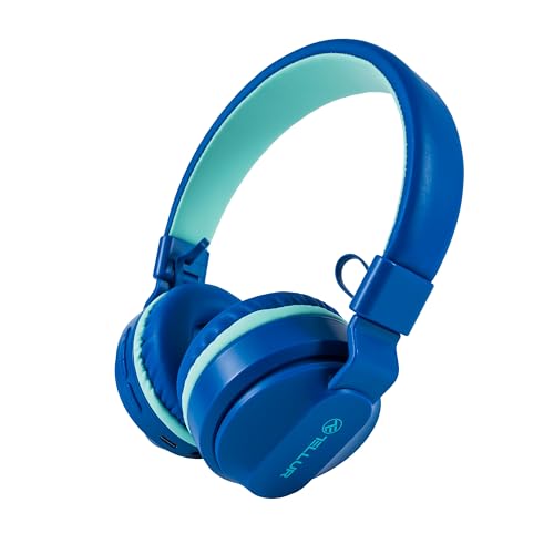 TELLUR Buddy On-Ear-Bluetooth-Kopfhörer, BT v5.3, bis zu 25 Stunden, USB-C-Kopfhörer mit Mikrofon, maximale Empfindlichkeitstaste 85 dB für Kinder, weiches und leichtes Design, faltbar (Blau) von TELLUR
