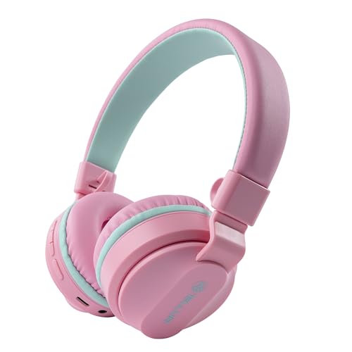 TELLUR Buddy On-Ear-Bluetooth-Kopfhörer, BT v5.3, bis zu 25 Stunden, USB-C-Kopfhörer mit Mikrofon, maximale Empfindlichkeitstaste 85 dB für Kinder, weiches und leichtes Design, faltbar (Rosa) von TELLUR