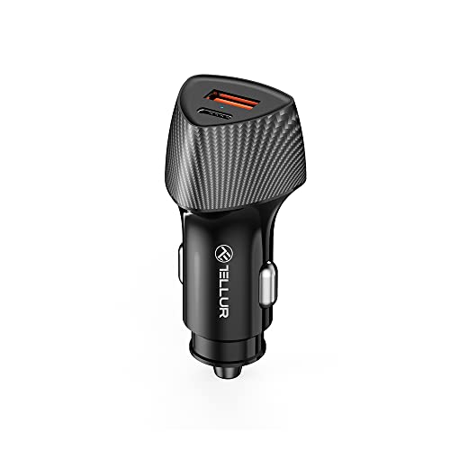 TELLUR Car Charger FCC10 38W, 6A, PD20W (Powe0r Delivery) + USB QC3.0, Black von TELLUR