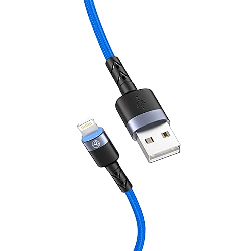 TELLUR Datenkabel USB auf Lightning mit LED-Licht, 3 A, 1,2 m (blau) von TELLUR