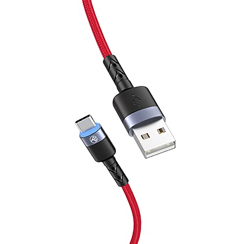 TELLUR Datenkabel USB zu Typ-C mit LED-Licht, 3A, 1,2m (rot) von TELLUR