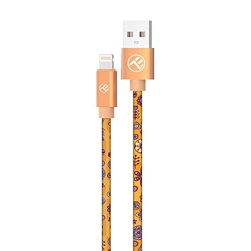 TELLUR Graffiti-Daten- und Ladekabel, Iphone Lightning Kabel, 3A, 480 Mbps, Kunstleder für Haltbarkeit und Flexibilität, verschiedene Designs von Graffiti, wunderschöne Farben, 1 m (Orange) von TELLUR