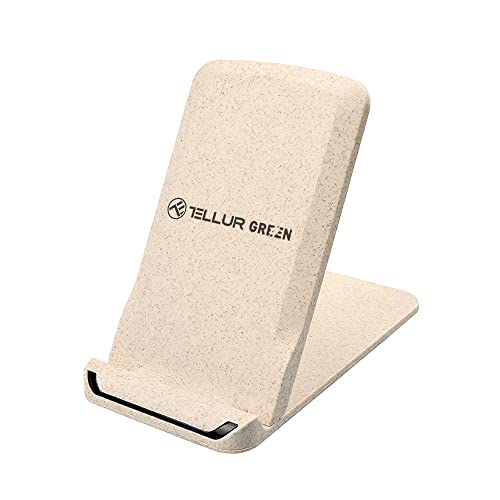 TELLUR Green Schnelles Kabelloses Ladegerät, 15W Qi-Zertifiziert, Faltbar für Unterwegs, Hergestellt aus Umweltfreundlichen ECO-Materialien, Typ-C-Stromanschluss und Ladekabel Enthalten von TELLUR