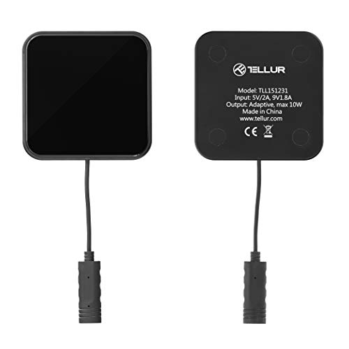 TELLUR Qi Ultraflaches kabelloses Schnellladegerät WCP03, 10 W, Qi-Zertifiziert, gehärtetes Glas, Schwarz von TELLUR