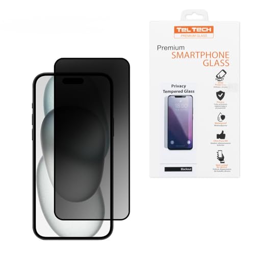 TELTECH Panzerglas Privacy für iPhone 16 Pro – Schutzfolie mit Sichtschutz, Anti-Spy, 9H Härte, Kratzfest, Blendschutz, Displayschutzfolie von TELTECH