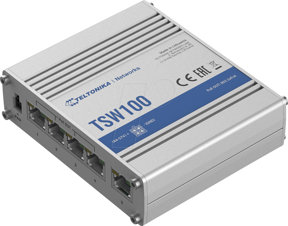 TELTONIKA TSW100 - Switch, 5-Port, Gigabit Ethernet, PoE+ von TELTONIKA