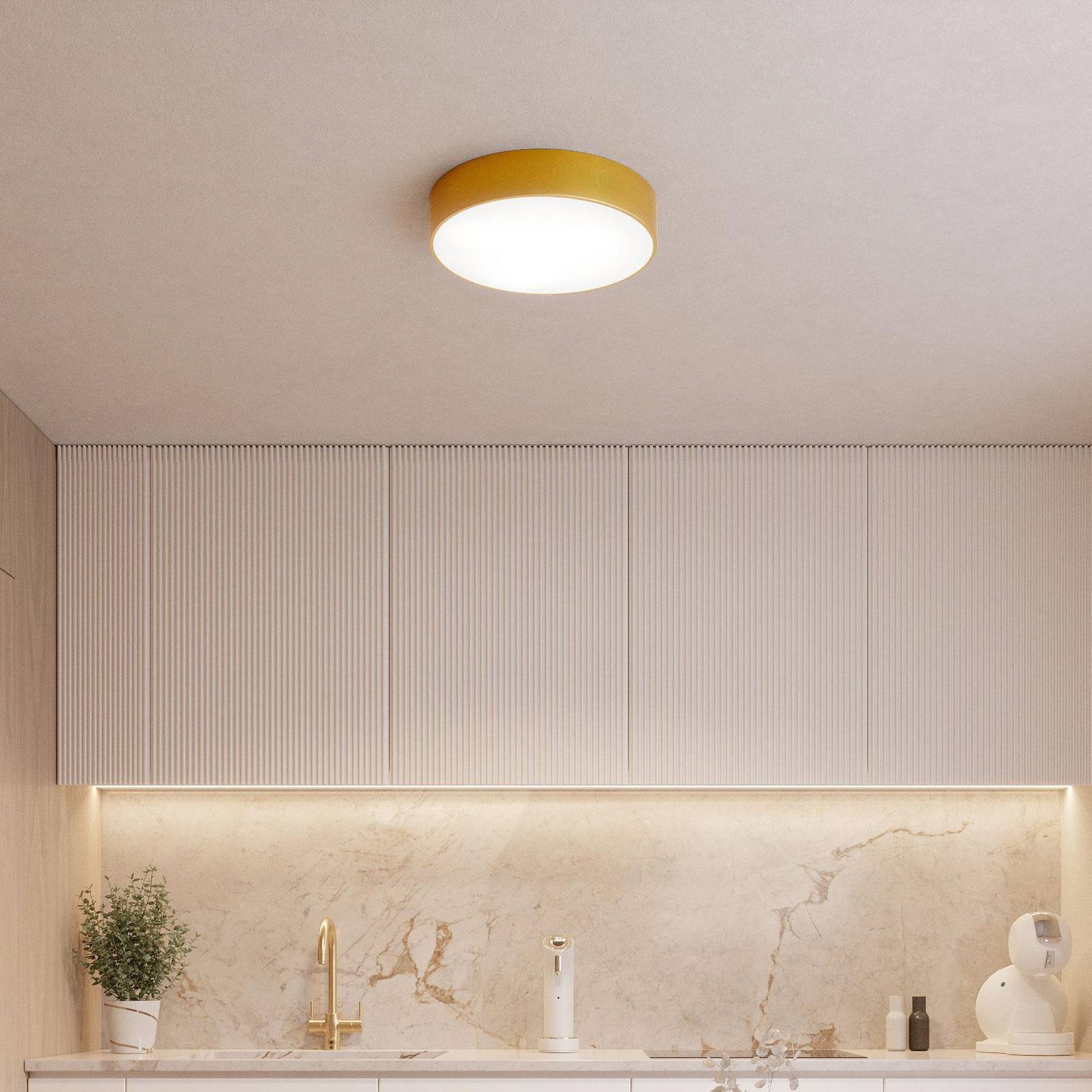Deckenleuchte Cleo, Ø 50 cm, IP54, goldfarben, Metall, E27 Deckenleuchte Cleo, Ø 50 cm, IP54, goldfarben, Metall, E27 von TEMAR LIGHTING