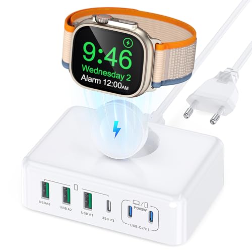 170W Ladestation für Apple Watch 6-Port USB C Ladegerät mit USB-C und USB-A,Schnellladegerät PD 3.0 Power Adapter Netzteil für MacBook Pro/Air, iPad, iPhone 15 14 13 12 Pro Max, Samsung, Handys von TEMINICE