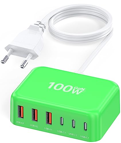USB C Ladegerät, 100W 6-Port USB C Adapter Mehrfach Ladegerät mit USB-C und USB-A, Schnellladegerät PD 3.0 USB C Charger Power Netzteil für iPhone 15 14 13 12 11 SE XS XR 8, iPad, Samsung, Handys USB C Ladegerät, 100W 6-Port USB C Adapter Mehrfach Ladegerät mit USB-C und USB-A, Schnellladegerät PD 3.0 USB C Charger Power Netzteil für iPhone 15 14 13 12 11 SE XS XR 8, iPad, Samsung, Handys von TEMINICE