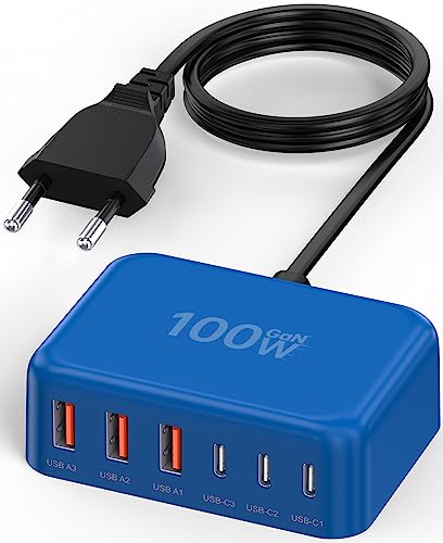 USB C Ladegerät, 100W 6-Port USB C Adapter Mehrfach Ladegerät mit USB-C und USB-A, Schnellladegerät PD 3.0 USB C Charger Power Netzteil für iPhone 15 14 13 12 11 SE XS XR 8, iPad, Samsung, Handys USB C Ladegerät, 100W 6-Port USB C Adapter Mehrfach Ladegerät mit USB-C und USB-A, Schnellladegerät PD 3.0 USB C Charger Power Netzteil für iPhone 15 14 13 12 11 SE XS XR 8, iPad, Samsung, Handys von TEMINICE