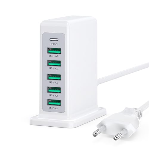 45W USB C Ladegerät, 6-Port Multi Ladestecker Ladestation USB Hub Netzteil PD + QC Ladegerät Type C Schnellladung für iPhone 16 15 14 13 12 Pro Max XR XS 8 Plus, iPad, Samsung 45W USB C Ladegerät, 6-Port Multi Ladestecker Ladestation USB Hub Netzteil PD + QC Ladegerät Type C Schnellladung für iPhone 16 15 14 13 12 Pro Max XR XS 8 Plus, iPad, Samsung von TEMINICE