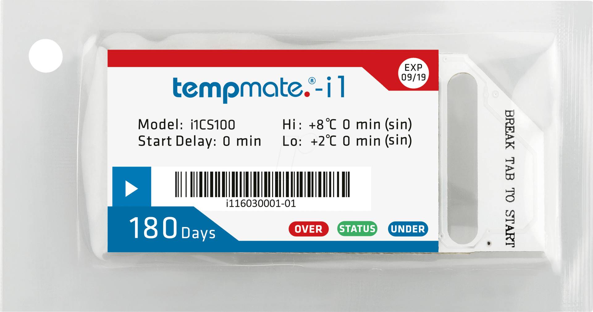 TEMPMATE I1 - Einweg-Temperaturindikator, +2 … +8 °C, IP 67 von TEMPMATE
