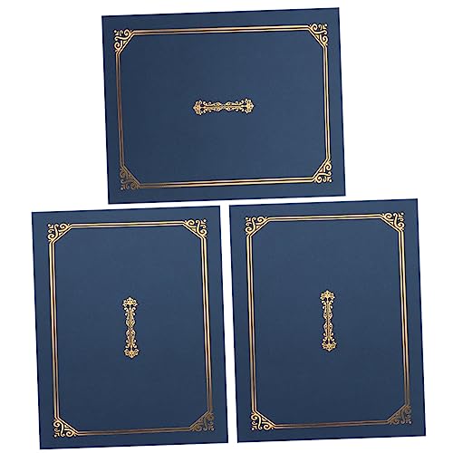 TEMPNAP 3 Stück Zertifikatshülle Hochschule Ordner Abschlusszeugnis Abdeckung Diplom Urkundenhülle Laminierung Hochzeit Kunstleder Inhaber Fall Papier Blue von TEMPNAP