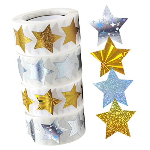 TEMPNAP 4Rollen Selbstklebende Sternaufkleber für Glitzernde Belohnungssticker für Lehrerzubehör und Geschenkverpackungen Kindergarten und Bastelaktivitäten TEMPNAP 4Rollen Selbstklebende Sternaufkleber für Glitzernde Belohnungssticker für Lehrerzubehör und Geschenkverpackungen Kindergarten und Bastelaktivitäten von TEMPNAP