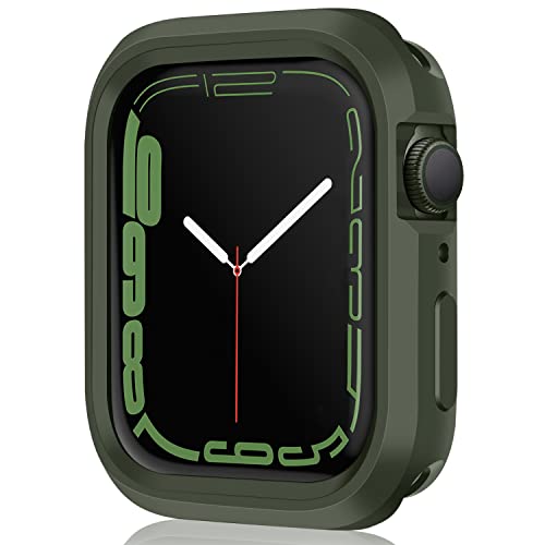 TENDLIN 2 Stück Hülle Kompatibel mit Apple Watch 45mm 44mm Schutzhülle, Ultra Dünn TPU Bumper Case Stoßdämpfende Schutzhülle für Apple Watch SE und iWatch Series 8/7/6/5/4 (Armeegrün/Transparent) von TENDLIN