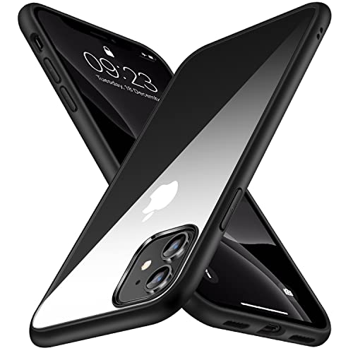 TENDLIN Kompatibel mit iPhone 11 Hülle Vergilbungsfrei Harte Transparent PC Rückseite und Weiche Silikon Stoßstange Extrem Dünn Handyhülle iPhone 11 - Schwarz von TENDLIN