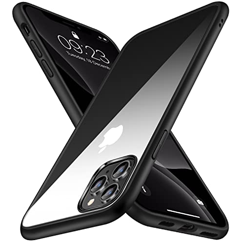 TENDLIN Kompatibel mit iPhone 11 Pro Max Hülle Vergilbungsfrei Harte Transparent PC Rückseite und Weiche Silikon Stoßstange Extrem Dünn Handyhülle iPhone 11 Pro Max - Schwarz von TENDLIN
