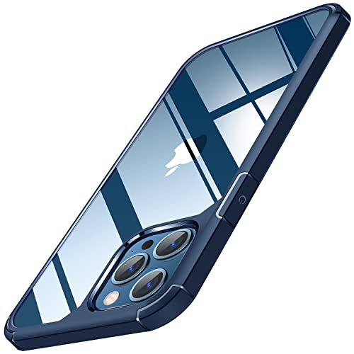 TENDLIN Kompatibel mit iPhone 12 Pro Max Hülle (Vergilbungsfrei) Crystal Clear Transparent Stoßfest Handyhülle iPhone 12 Pro Max 6,7 Zoll Schutzhülle - Blau von TENDLIN
