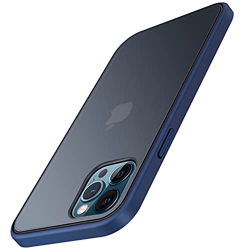 TENDLIN Kompatibel mit iPhone 12 Pro Max Hülle Matte Transluzent Kratzfest PC Rückseite und TPU Stoßstange Schutz Handyhülle iPhone 12 Pro Max - Blau von TENDLIN