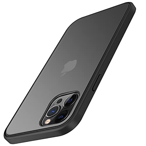 TENDLIN Kompatibel mit iPhone 12 Pro Max Hülle Matte Transluzent Kratzfest PC Rückseite und TPU Stoßstange Schutz Handyhülle iPhone 12 Pro Max - Schwarz von TENDLIN