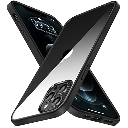 TENDLIN Kompatibel mit iPhone 12 Pro Max Hülle Vergilbungsfrei Harte Transparent PC Rückseite und Weiche Silikon Stoßstange Extrem Dünn Handyhülle iPhone 12 Pro Max - Schwarz von TENDLIN