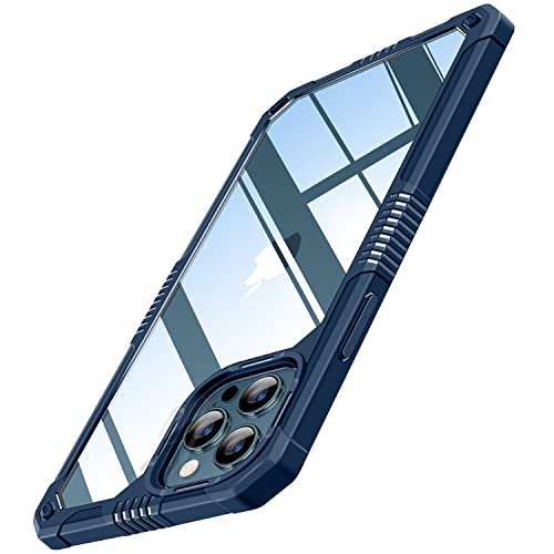 TENDLIN Kompatibel mit iPhone 12 Pro Max Hülle mit Schutzfolie und Kamera Schutzfolie [Militärischer Schutz] Crystal Clear Transparent Stoßfeste Kratzfest Handyhülle - Blau von TENDLIN