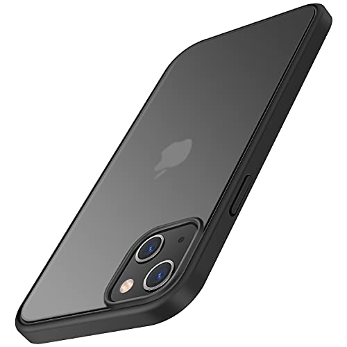TENDLIN Kompatibel mit iPhone 13 Hülle Matt Translucent Kratzfest PC Rückseite und TPU Stoßstange Schutz Handyhülle iPhone 13 - Schwarz von TENDLIN