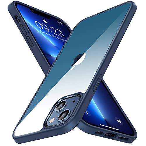 TENDLIN Kompatibel mit iPhone 13 Hülle Vergilbungsfrei Harte Transparent PC Rückseite und Weiche Silikon Stoßstange Extrem Dünn Handyhülle iPhone 13 - Blau von TENDLIN