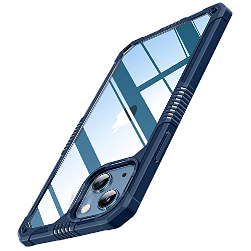 TENDLIN Kompatibel mit iPhone 13 Hülle mit Schutzfolie und Kamera Schutzfolie [Militärischer Schutz] Crystal Clear Transparent Stoßfeste Kratzfest Handyhülle für iPhone 13 Case - Blau von TENDLIN