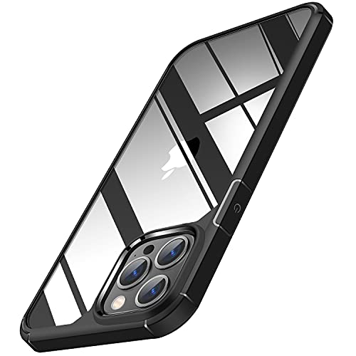 TENDLIN Kompatibel mit iPhone 13 Pro Max Hülle (Vergilbungsfrei) Crystal Clear Transparent Stoßfest Handyhülle iPhone 13 Pro Max 6,7 Zoll Schutzhülle - Schwarz von TENDLIN