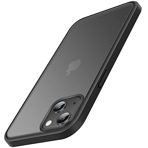 TENDLIN Kompatibel mit iPhone 14 Hülle Matt Translucent Kratzfest PC Rückseite und TPU Stoßstange Schutz Handyhülle iPhone 14 - Schwarz von TENDLIN