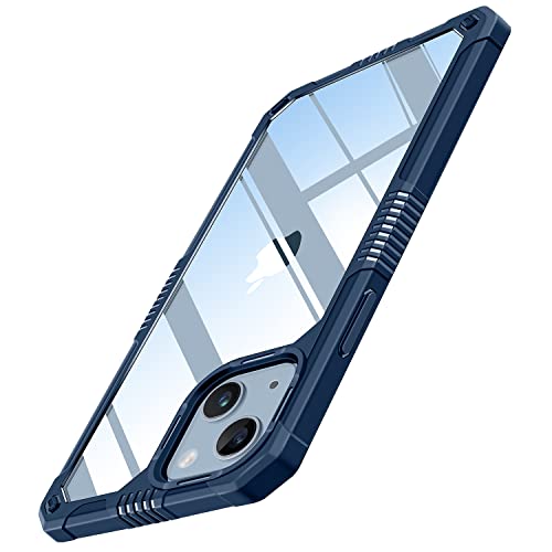 TENDLIN Kompatibel mit iPhone 14 Hülle mit Schutzfolie und Kamera Schutzfolie [Militärischer Schutz] Crystal Clear Transparent Stoßfeste Kratzfest Handyhülle - Blau von TENDLIN