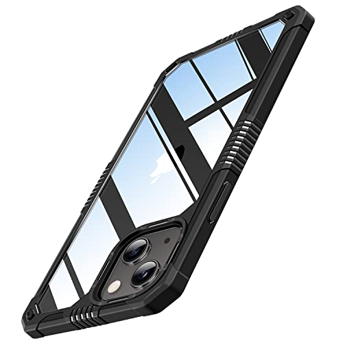 TENDLIN Kompatibel mit iPhone 14 Plus Hülle mit Schutzfolie und Kamera Schutzfolie [Militärischer Schutz] Crystal Clear Transparent Stoßfeste Kratzfest Handyhülle - Schwarz von TENDLIN
