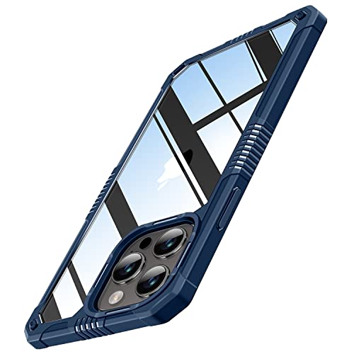 TENDLIN Kompatibel mit iPhone 14 Pro Hülle mit Schutzfolie und Kamera Schutzfolie [Militärischer Schutz] Crystal Clear Transparent Stoßfeste Kratzfest Handyhülle - Blau von TENDLIN