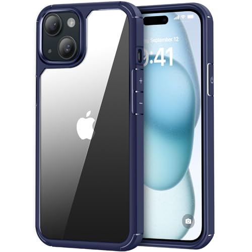 TENDLIN Kompatibel mit iPhone 15 Hülle (Vergilbungsfrei) Crystal Clear Transparent Stoßfest Handyhülle iPhone 15 6,1 Zoll Schutzhülle - Blau von TENDLIN