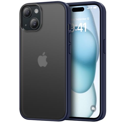 TENDLIN Kompatibel mit iPhone 15 Hülle Matt Translucent Kratzfest PC Rückseite und TPU Stoßstange Schutz Handyhülle iPhone 15 - Blau TENDLIN Kompatibel mit iPhone 15 Hülle Matt Translucent Kratzfest PC Rückseite und TPU Stoßstange Schutz Handyhülle iPhone 15 - Blau von TENDLIN