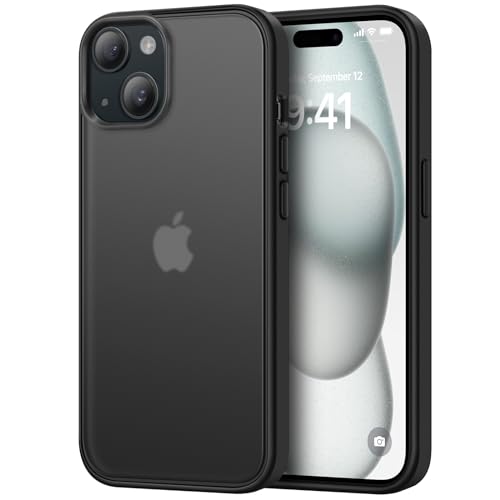 TENDLIN Kompatibel mit iPhone 15 Plus Hülle Matt Translucent Kratzfest PC Rückseite und TPU Stoßstange Schutz Handyhülle iPhone 15 Plus - Schwarz von TENDLIN