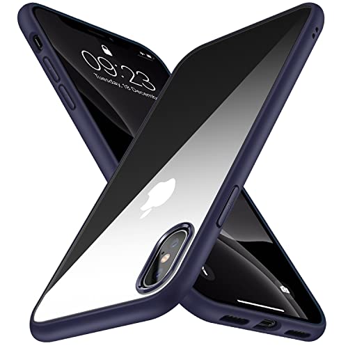 TENDLIN Kompatibel mit iPhone X Hülle/iPhone XS Hülle Vergilbungsfrei Harte Transparent PC Rückseite und Weiche Silikon Stoßstange Extrem Dünn Handyhülle iPhone X/Handyhülle iPhone XS - Blau von TENDLIN