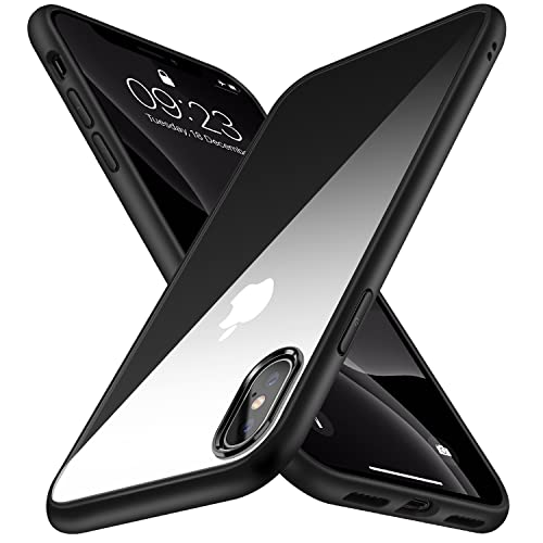 TENDLIN Kompatibel mit iPhone X Hülle/iPhone XS Hülle Vergilbungsfrei Harte Transparent PC Rückseite und Weiche Silikon Stoßstange Extrem Dünn Handyhülle iPhone X/Handyhülle iPhone XS - Schwarz von TENDLIN