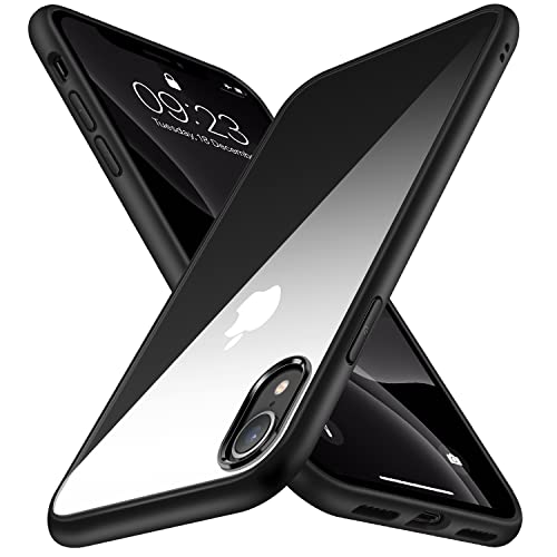 TENDLIN Kompatibel mit iPhone XR Hülle Vergilbungsfrei Harte Transparent PC Rückseite und Weiche Silikon Stoßstange Extrem Dünn Handyhülle iPhone XR - Schwarz von TENDLIN