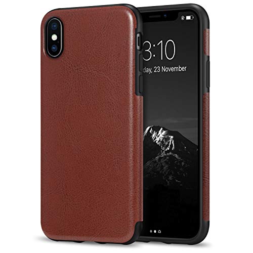 TENDLIN Kompatibel mit iPhone XS Max Hülle Leder und TPU Silikon Weiche Schutzhülle Kompatibel mit iPhone XS Max (Braun) von TENDLIN