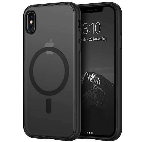 TENDLIN Magnetisch Hülle Kompatibel mit iPhone X Hülle/iPhone XS Hülle, Kompatibel mit MagSafe Matt Translucent Kratzfest PC Rückseite und TPU Stoßstange Schutz Handyhülle iPhone X/XS - Schwarz TENDLIN Magnetisch Hülle Kompatibel mit iPhone X Hülle/iPhone XS Hülle, Kompatibel mit MagSafe Matt Translucent Kratzfest PC Rückseite und TPU Stoßstange Schutz Handyhülle iPhone X/XS - Schwarz von TENDLIN