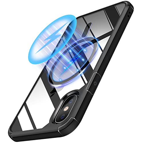 TENDLIN Magnetisch Hülle für iPhone XS Max Hülle, Kompatibel mit MagSafe Vergilbungsfrei Crystal Clear Transparent Stoßfest Handyhülle iPhone XS Max Schutzhülle - Schwarz von TENDLIN