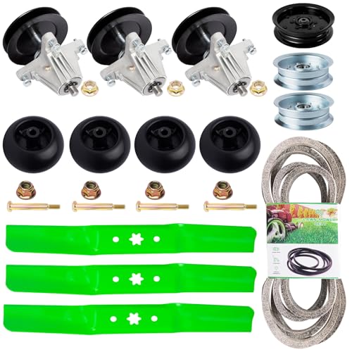 137,2 cm Rasenmäher-Umbau-Set für Cub Cadet 54ZT1 ZT2 54 FAB Ultima Troy-Bilt Mustang Z54 enthält (3) Spindeln 918-06978 (3) Klingen 942-05056(3) Spannrolle GY22082 756-04 511B (100 4) Deckrad 734 von TENGMUJX