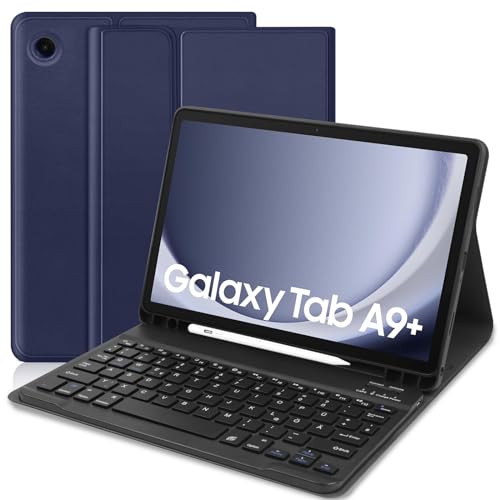 Tastatur Hülle für Samsung Galaxy Tab А9 Plus 2023 11 Zoll [QWERTZ Deutsches], Abnehmbar Tastatur Schutzhülle mit Pencil Halter für Samsung Galaxy A9+ von TENGWUDZ