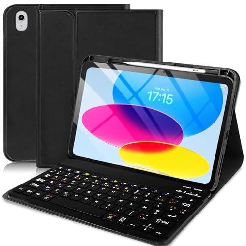 TENGWUDZ Tastatur Hülle kompatibel für iPad 10th Generation Französisch von TENGWUDZ